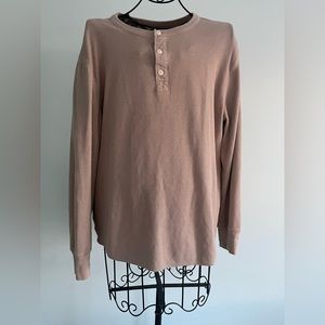 Madewell long sleeve shirt Henley with button closure in beige